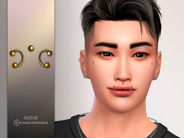 Sims 4 — Leo Lip Piercings by Suzue — New Mesh (Suzue)