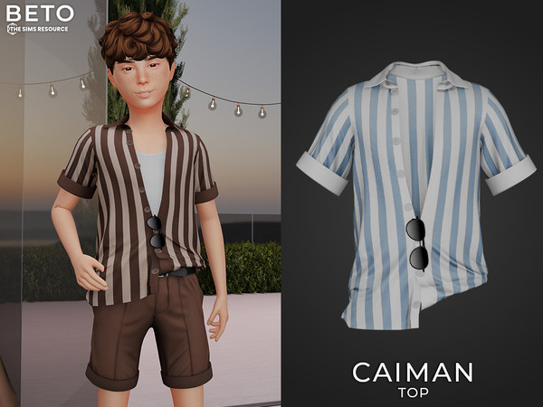 Sims 4 — Caiman (Top - Child) by Beto_ae0 — Men's summer outfit, perfect for summer, vacations and beach