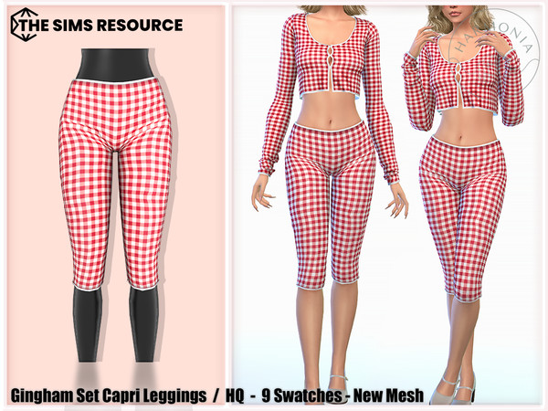 Sims 4 — Gingham Set Capri Leggings by Harmonia — New Mesh