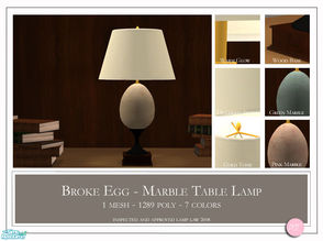 Sims 2 — Broke Egg Marble Table Lamp by DOT — Broke Egg Marble Table Lamp. 1 Mesh Plus Recolors. Sims 2 by DOT of The