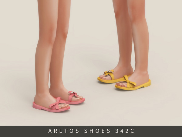 Sims 4 — Slipper with bow Child by Arltos — 12 colors. HQ compatible . Child only. TYPE-Slippers.