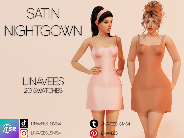 Sims 4 — NAYELI - SATIN NIGHTGOWN by linavees — New Mesh