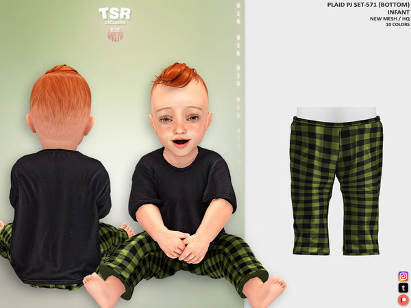 Sims 4 — InfantM -PLAID PJ SET-571 (BOTTOM) BD1469 by busra-tr — 10 colors Infant