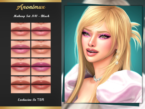 Sims 4 — Makeup Set N41 - Lips by Anonimux_Simmer — - 8 Swatches