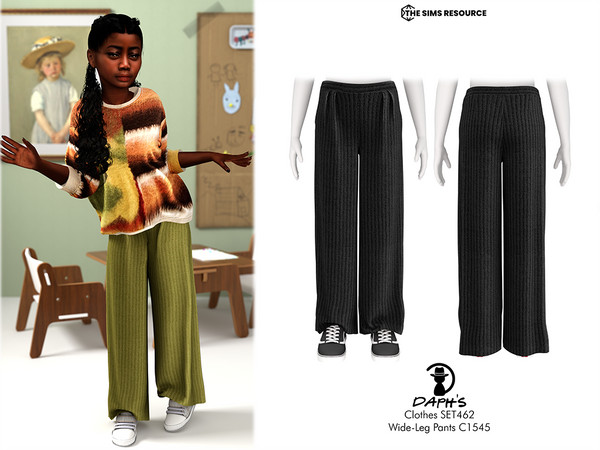 Sims 4 — Clothes SET462 - Wide-Leg Pants C1545 by Daph's — 10 Swatches