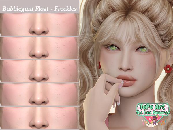 Sims 4 — TuPu Art Collab - Bubblegum Float - Freckles by qLayla — Previews were made using HQ Mod