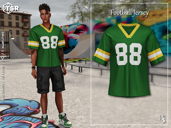 Sims 4 — Street Set - Football Jersey by WisteriaSims — - FOR MEN - NEW MESH - TEEN TO ELDER - Clothing Top Category
