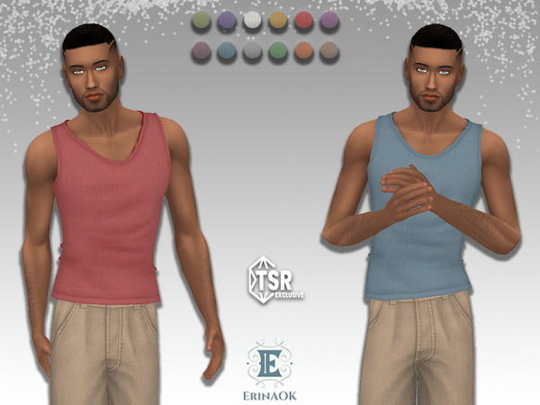 Sims 4 — ErinAOK Mens Top 032925 by ErinAOK — Men's Versatile Ribbed Cotton Tank Top