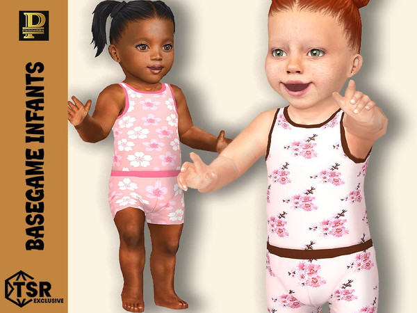 Sims 4 — Infant Girls Cherry Blossom Vest by Pelineldis — Six vests for infant girls with cherry blossom patterns.