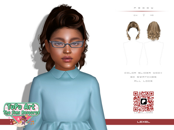 Sims 4 — Peggy - child hairstyle (TuPu Art Collab) by LEXEL_s — 30 swatches