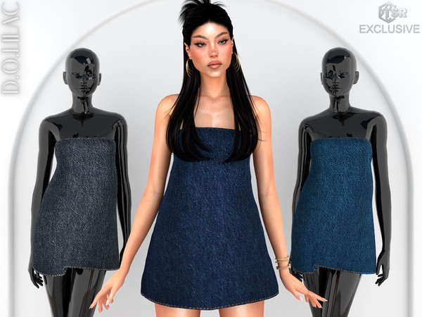 Sims 4 — Strapless Denim Mini Dress DO0763 by DOLilac — Custom thumbnail
