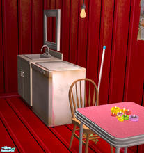 Sims 2 — Red Aluminum Mini Fridge by DOT — Red Aluminum Mini Frid Red Aluminum Stained and Rusted