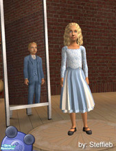Sims 2 — Blue Formal Set by Steffieb — Brother and sister are going to church in their Sunday best, matching blue formals