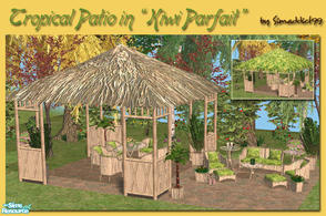 Sims 2 — Tropical Patio - Kiwi Parfait by Simaddict99 — recolor of my tropical patio set in green and eggshell. Meshes