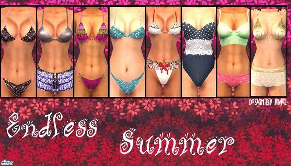 Sims 2 — Endless Summer by JewelRolls — Eight summer swimsuits or undies for your sexy sims.