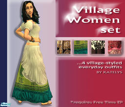 Sims 2 — Village Women set by katelys — This set includes four everyday outfits for female adults and young adults. If
