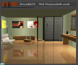 Sims 2 — Modern Designer Bathroom wood by ShinoKCR — Matching recolor in a warm wood. The showerdoors and windows in