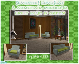 Sims 2 — 70s Snifter Loveseat and Armchair by Padre — Recolour of the Seventies loveseat and armchair in mint green with