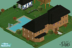 Sims 1 — Terrace Estate by ladytimedramon — Luxurious mansion with a multi-leveled backyard. The children will be out of