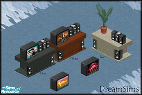 Sims 1 — Electronic Set by missrach — Includes: Tables(3), Stereo, TV