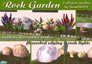 Sims 2 — Rock Garden by Simaddict99 — This set consists of a garden light disguised as a rock in 6 colors, 3 sizes of