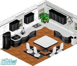 Sims 1 — WB Barcelona Kitchen by STP Carly — Includes: Counters (2), Alarm, Chair, Dining Table, Food Processor, Over