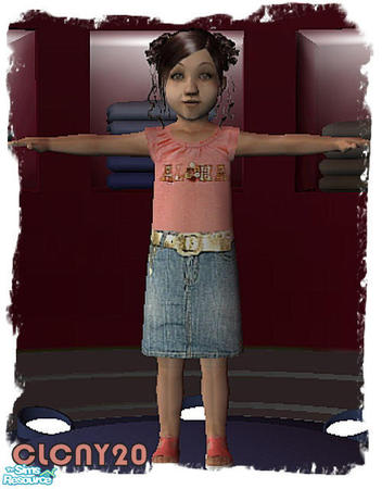 Sims 2 — Aloha Top Oufit For Toddler Girls by clcny20 — The remake of this Aloha logoed top and jean skirt, for toddler