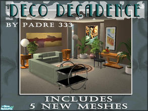 Sims 2 — Deco Decadence by Padre — An art deco livingroom set including 5 new meshes. Dining table, table lamp,