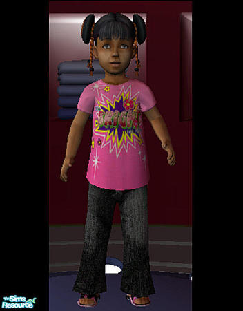 Sims 2 — Bright Ouftit For Toddler Girls by clcny20 — The remake of this dark pink top, and black jeans outfit, sporting