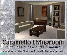 Sims 2 — Caramello Livingroom by Padre — A recolour of Lost In Azeroth Livingroom set. This set includes a new curtain