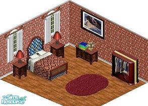 Sims 1 — Wedding Suite by STP Carly — Includes: Art, Bookcase, Lovebed, Rug, Table, Wardrobe