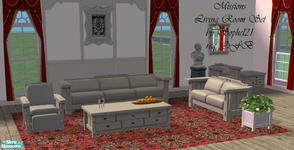 Sims 2 — Missions Livingroom Set by Sophel21 — white recolor of the missions objects. Includes: Loveseat, sofa, recliner,