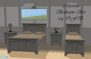 Sims 2 — Missions Bedroom Set by Sophel21 — This is a white recolor of the missions objects in OFB. Set includes: Double