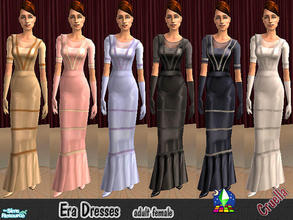 Sims 2 — am_EraDress by Cruella — Vintage Era style dress in a variety of colors with embroidered trim. Made especially