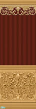 Sims 2 — Blond Wood Victorian Kitchen -Wall by Simaddict99 — rich red striped wall with blond wood carved trim.