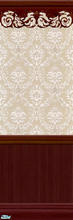Sims 2 — Cherry Victorian Kitchen - Wall by Simaddict99 — ivory and cream damask wallpaper with cherry wood beadboard and