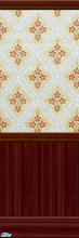 Sims 2 — Victorian Kitchen - Wall by Simaddict99 — Victorian print wall paper with cherry wood beadboard and trim.