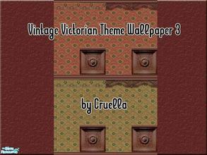 Sims 2 — am_VintageVictorianWalls3 by Cruella — Vintage Victorian style wallpaper with dark wood moulding, rail panel,