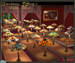 Sims 2 — Grandmaw Tiffanys Lamp Shop by DOT — Grandmaw Tiffanys Lamp Shop *Mix and Match* Tiffany Table Lamp Shade and