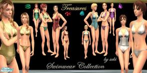 Sims 2 — Treasures Swimwear Collection by seki — Put a little sparkle in your sims' life with this dazzling swimwear