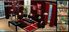 Sims 2 — Sophia Living Room - Mesh & Recolors by Simaddict99 — Get the Sophia living room mesh set plus my 4 seasons