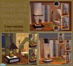 Sims 2 — Modern Free Standing Fireplaces by Simaddict99 — Collection of new, open sided, free standing, modern
