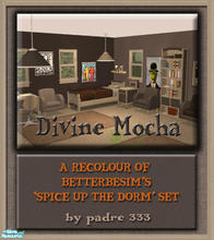 Sims 2 — Divine Mocha Dorm set By Padre 333 by Padre — A dorm set in mocha brown with light wood and a tiny splash of