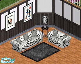 Sims 1 — Optical Living Room One by STP Carly — Includes: Sofa, Lamp, Loveseat, Painting, Endtable