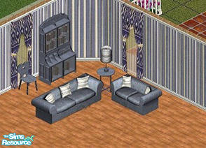 Sims 1 — New York Livingroom by STP Carly — Includes: Endtable, Chair, Bookcase, Lamp, Loveseat, Sofa