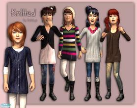 Sims 2 — Fashion set 52a - Knitted by katelys — One new mesh and 5 recolors; cute winter outfits for little girls.