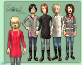 Sims 2 — Fashion set 52b - Knitted 2 by katelys — 5 new recolors of my latest mesh. These five outfits for little girls