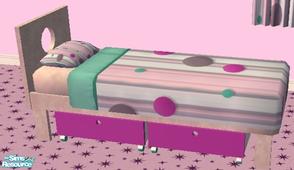 Sims 2 — Kids Pink Dot Bedroom- Bed by mom_of2boyz — This is a recolor of NoFrills Little Thinker Bedroom. The curtains