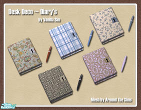 Sims 2 — VS Desk Deco ~ Diary Set by Vanilla Sim — As requested by hiedibear75 I have re-colored this great desk deco