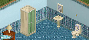 Sims 1 — Budget Set by Starrling — Includes: Lighting (2), Shower, Toilet, Sink, Medicine Cabinet